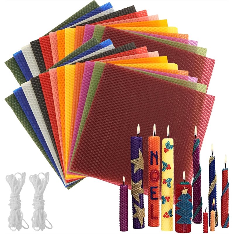 Candle Making Kit Beeswax - AT21-Fogli di cera d'api (24 pezzi),